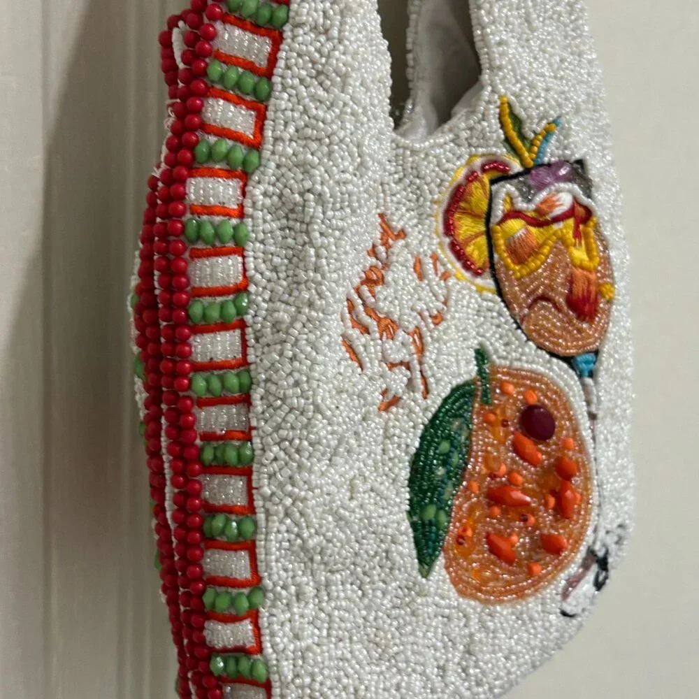 Aperol Spritz Cocktail Beaded Bag Handcrafted in India RARE New Release NWT